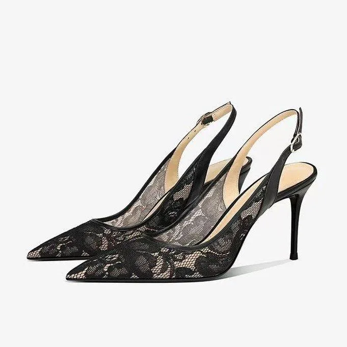 Africa's new 2024 single shoe temperament shallow mouth French new Chinese baotou sandals pointed head with stiletto heel women's high heels wholesale