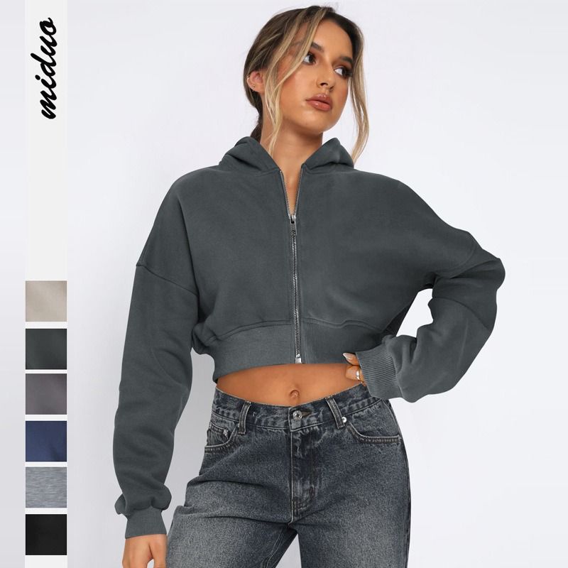 wish new street Europe and the United States wind long-sleeved top cross-border catch hair zipper cardigan hoodie casual coat women