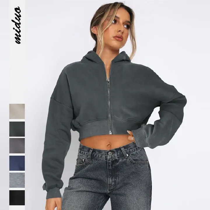 wish new street Europe and the United States wind long-sleeved top cross-border catch hair zipper cardigan hoodie casual coat women