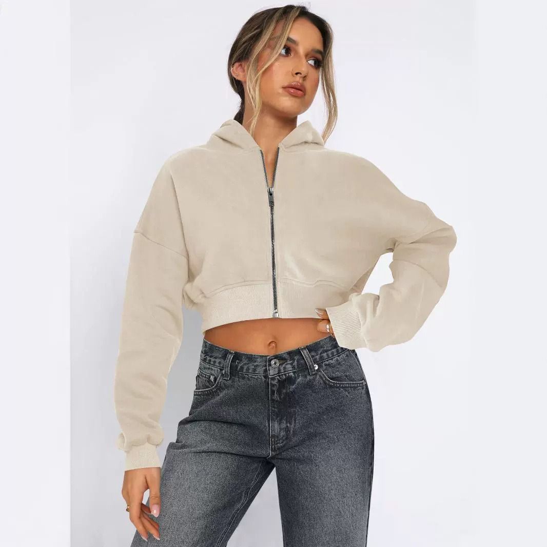 wish new street Europe and the United States wind long-sleeved top cross-border catch hair zipper cardigan hoodie casual coat women
