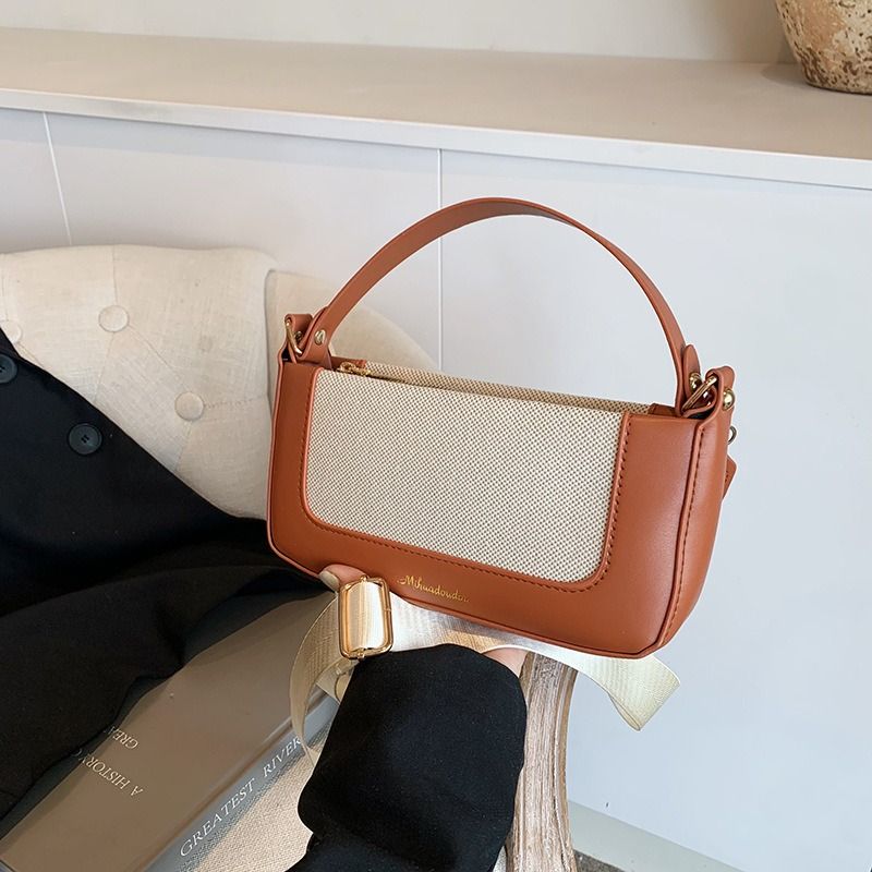 African new Korean patchwork color contrast small square bag women this year popular retro shopping small bag literary simple single shoulder crossbody bag tide