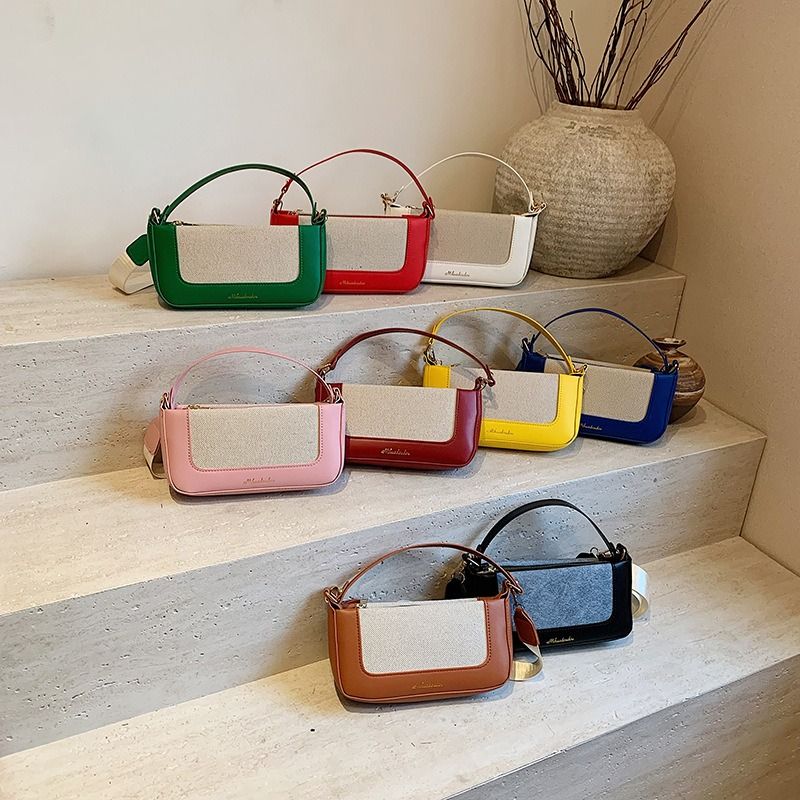 African new Korean patchwork color contrast small square bag women this year popular retro shopping small bag literary simple single shoulder crossbody bag tide