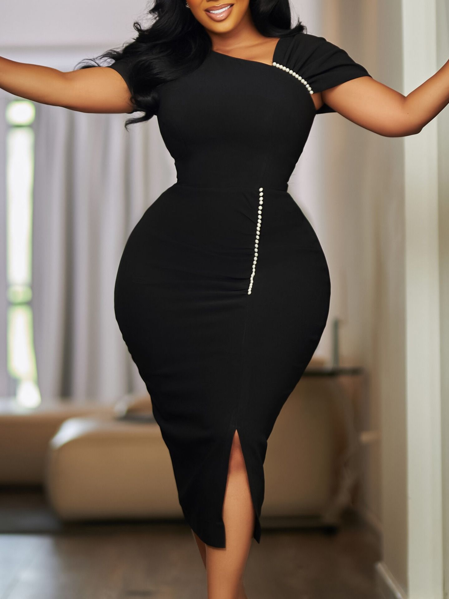 New 2025 Europe and the United States Amazon foreign trade new temperament package hip nail bead high waist OL Tongle pencil skirt temperament elegant African dress