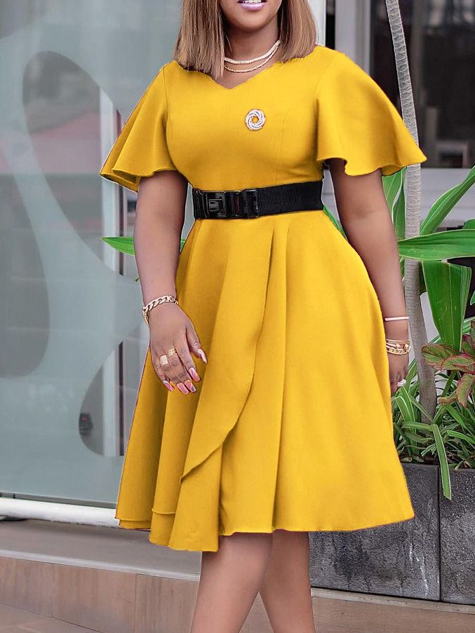 2025 summer new plus-size dress women's African style V-neck ruffled high waist slimming skirt cross-border hot sales