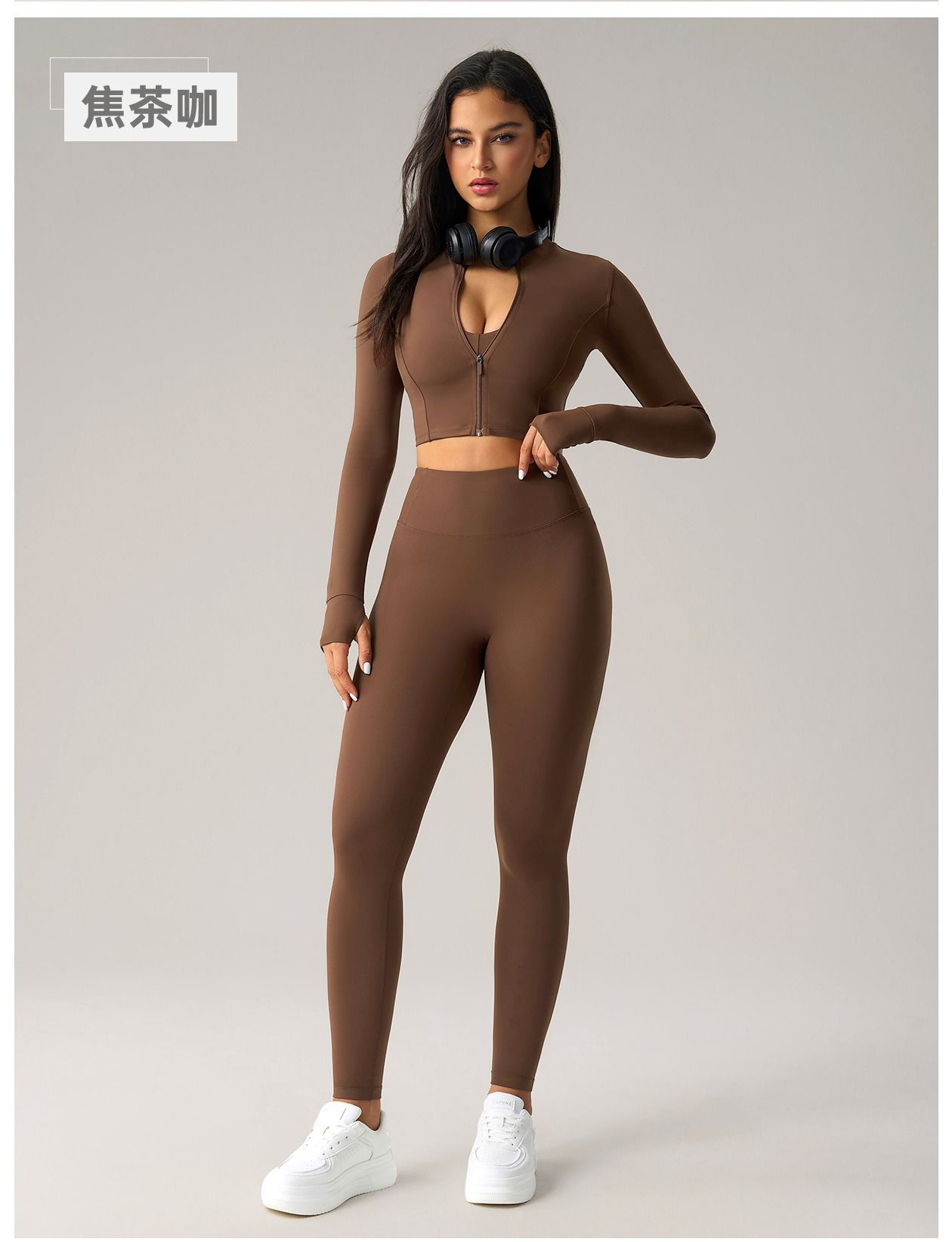 Cross-border European and American tight short zipper sports jacket, women's outdoor running, fitness and yoga wear, long-sleeved sports women's jacket