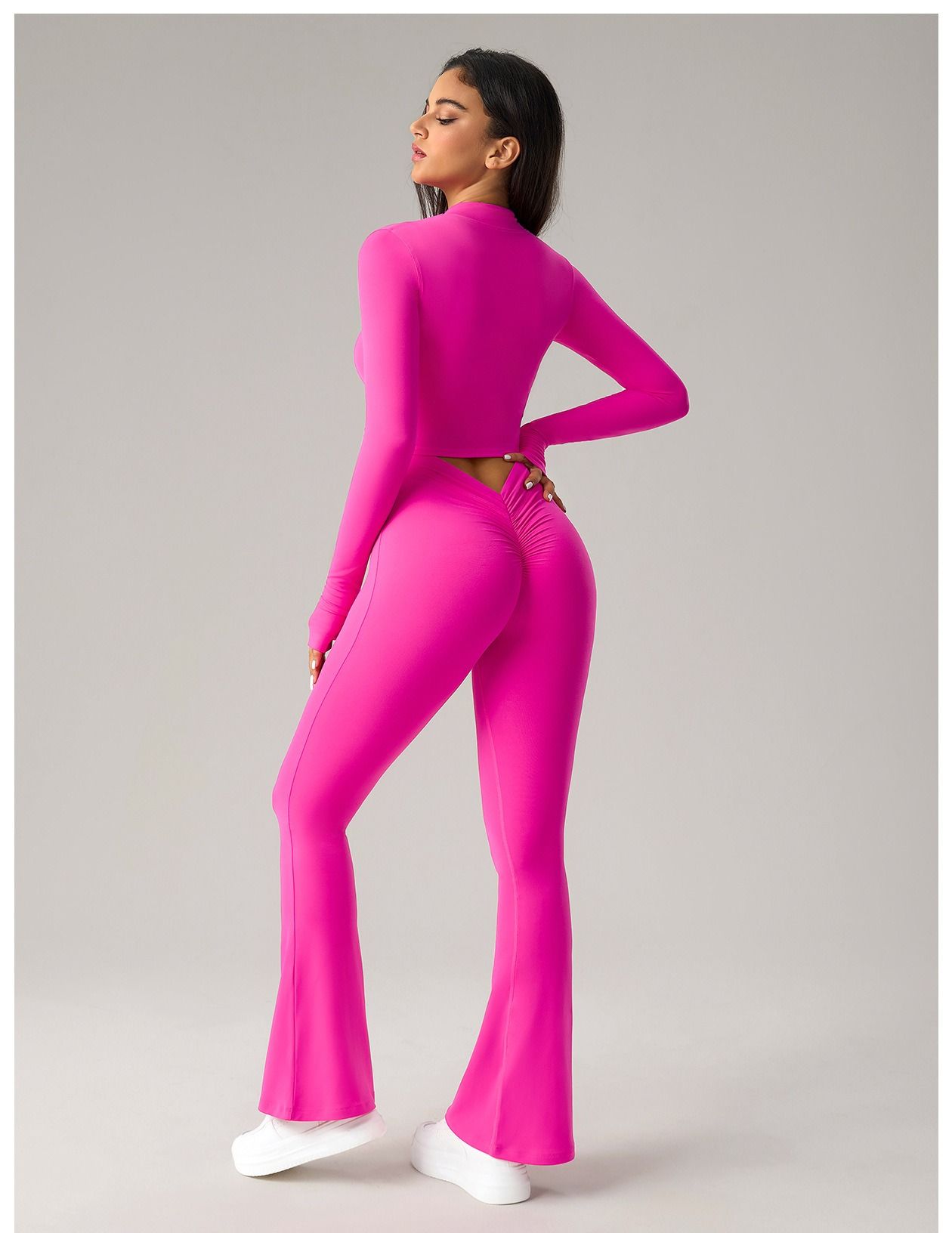 Cross-border European and American tight short zipper sports jacket, women's outdoor running, fitness and yoga wear, long-sleeved sports women's jacket