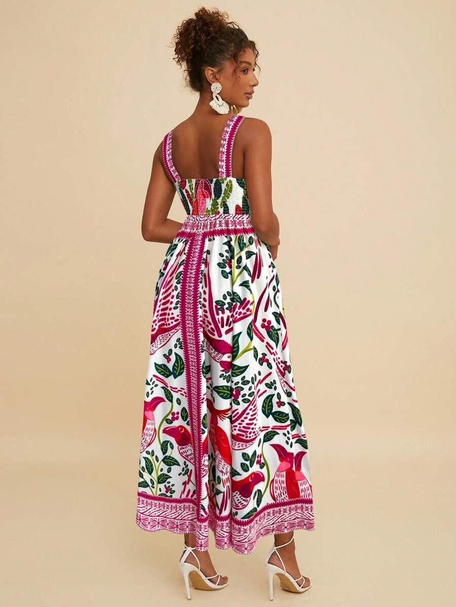 2025 Summer New Style Independent Store Amazon African European American Women's Printed Long Evening Dress Casual Fashion Animal Pattern Embroidery Technique Painted Elements Comfortable Casual Style