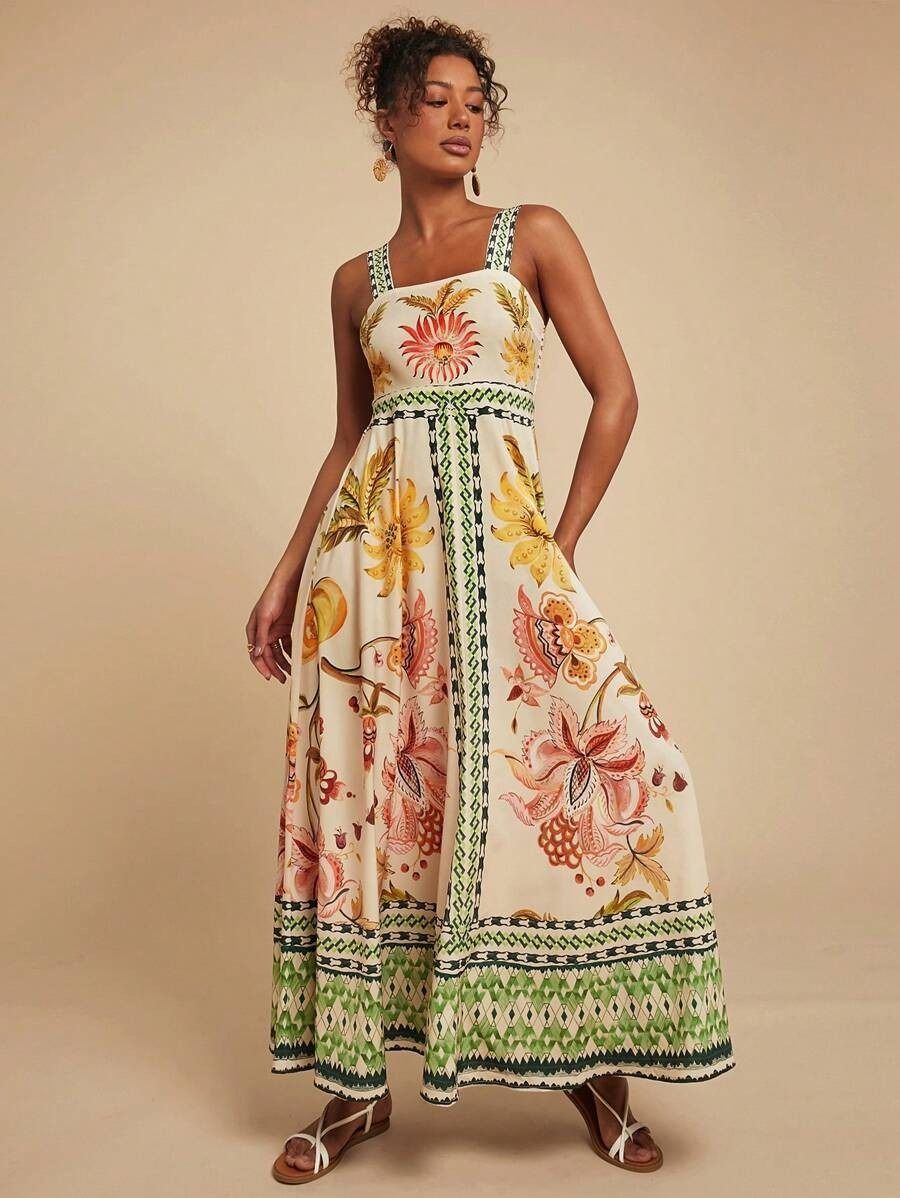 2025 Summer New Style Independent Store Amazon African European American Women's Printed Long Evening Dress Casual Fashion Animal Pattern Embroidery Technique Painted Elements Comfortable Casual Style