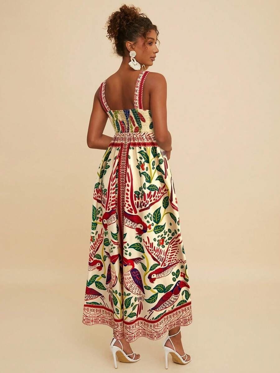 2025 Summer New Style Independent Store Amazon African European American Women's Printed Long Evening Dress Casual Fashion Animal Pattern Embroidery Technique Painted Elements Comfortable Casual Style