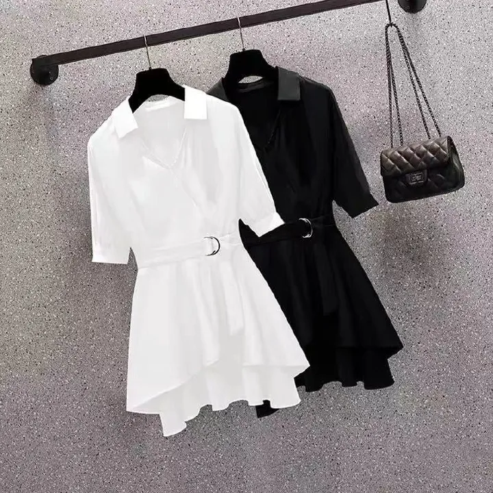 Plus-size Women's Stylish Crop-neck Slimming Blouse 2025 African European American Spring Autumn Fat Girl Concealing Shirt Solid Color Pattern Splicing Processing Technique Comfortable Casual Style
