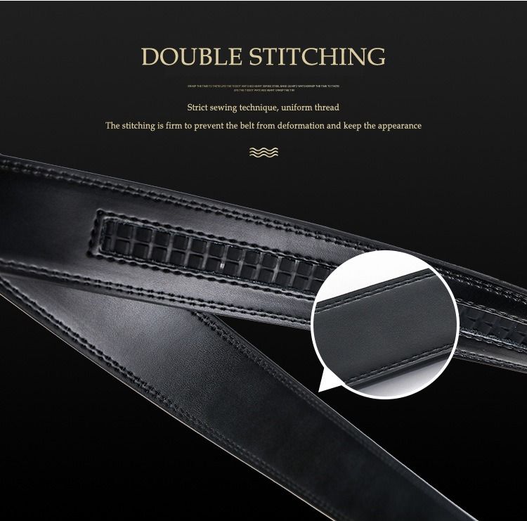 20025 New Style Men's Zinc Alloy Automatic Buckle Casual Business Belt Africa, Europe and America Two-layer Cowhide Belt Electroplating Process Popular Mesh Elements Business Elegant Simple Style