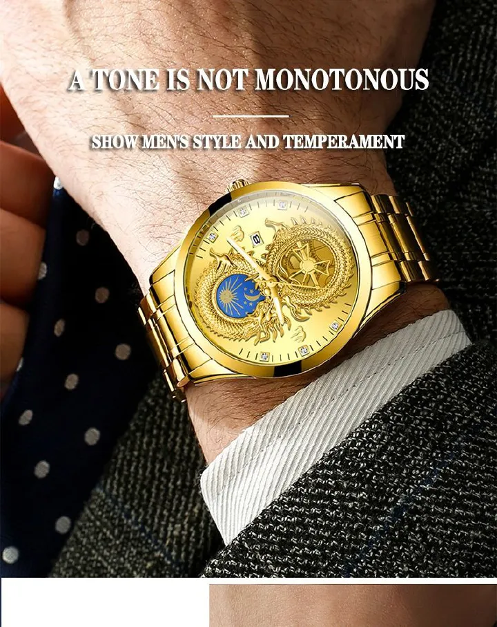 2025 Africa America Europe Brand Men's Non-mechanical Watch 30M Waterproof Luminous Celestial-themed Watch Calendar Function Gold Offers Elegant Refined Experience Professional style