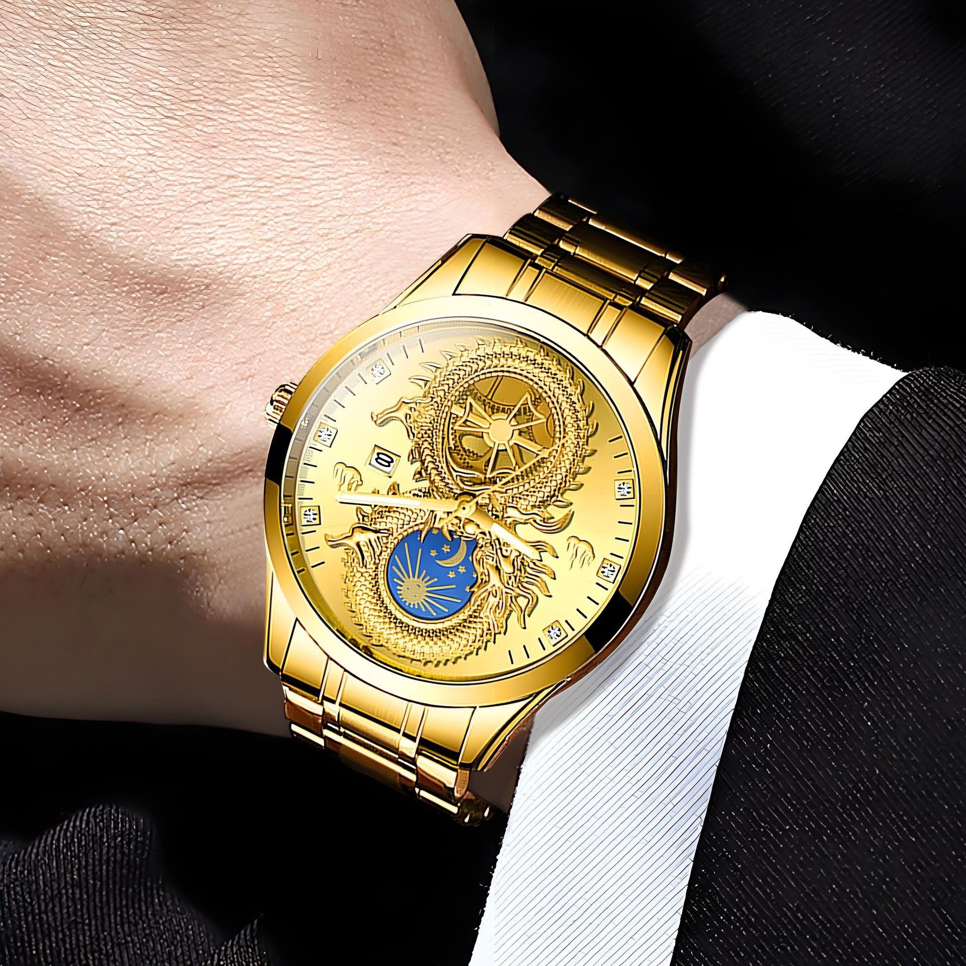 2025 Africa America Europe Brand Men's Non-mechanical Watch 30M Waterproof Luminous Celestial-themed Watch Calendar Function Gold Offers Elegant Refined Experience Professional style