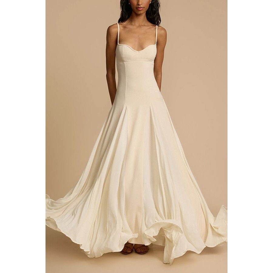 2025 Spring/Summer New Design Strapless Dress Extra Large Skirt Hem European African Casual and Loose Fit Zipper Leisure Vacation Pure Color Pattern Comfortable Casual Style.