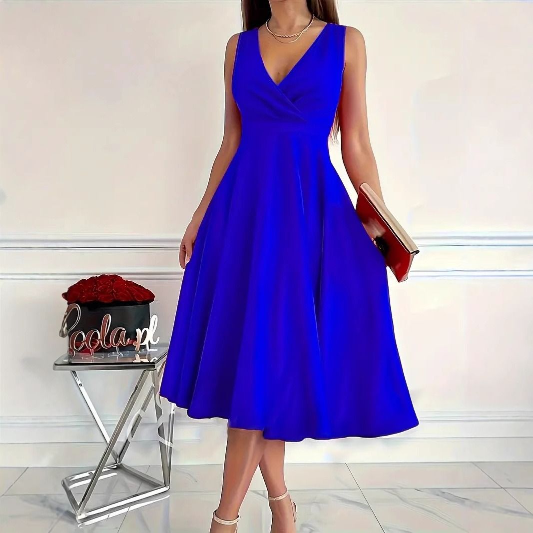 2025 New Spring/Summer Collection Africa Europe America Evening Dress Sleeveless Elegant Fashionable Evening Gown Solid Color Pattern Patchwork Technique Elegant Temperament Style