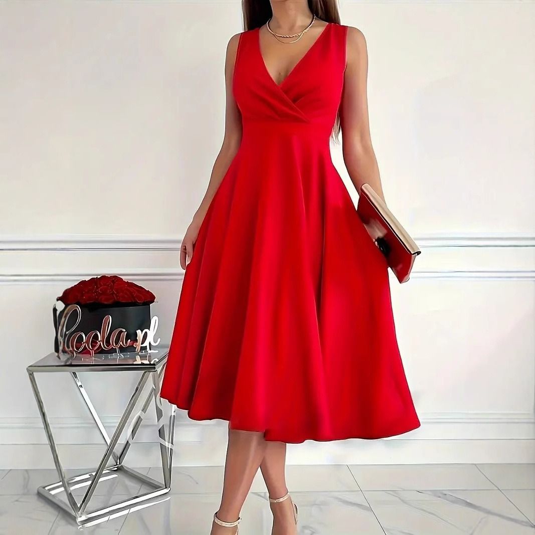 2025 New Spring/Summer Collection Africa Europe America Evening Dress Sleeveless Elegant Fashionable Evening Gown Solid Color Pattern Patchwork Technique Elegant Temperament Style