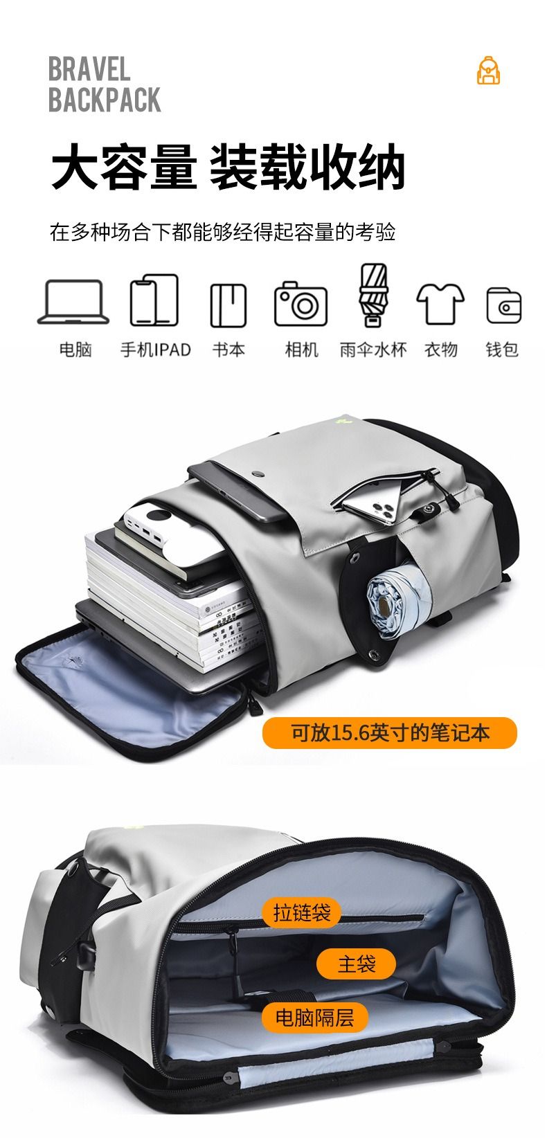 2025 African-European Casual Double-shoulder Bag Men Suitable Business Commuting Multi-functional Computer Backpack Made Oxford Fabric Large Capacity Leisure Travel Features Embroidery Men's Backpack