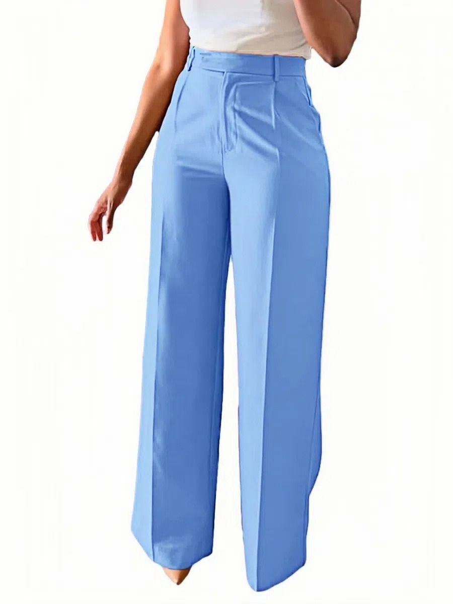 2025 Africa Europe America Amazon - New Women's Commuting High-Waist Comfortable Stretch Straight Pants Formal Wear Casual Suit Long Pants Gluing Technique Trendy Pocket Design Elegant Style