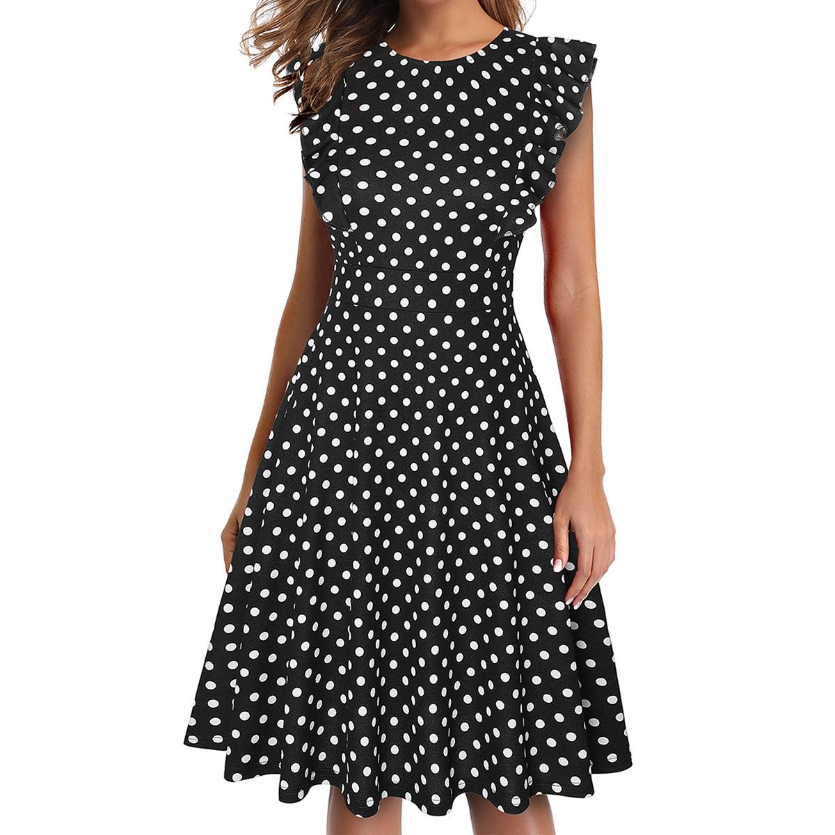 Africa Europe America 2025 Summer-Autumn New Style Women's Flowing Sleeve Fitted Office Dress Floral Print Retro Design Printed Pattern Technique Round Neck Mid-waist Fashionable Retro style