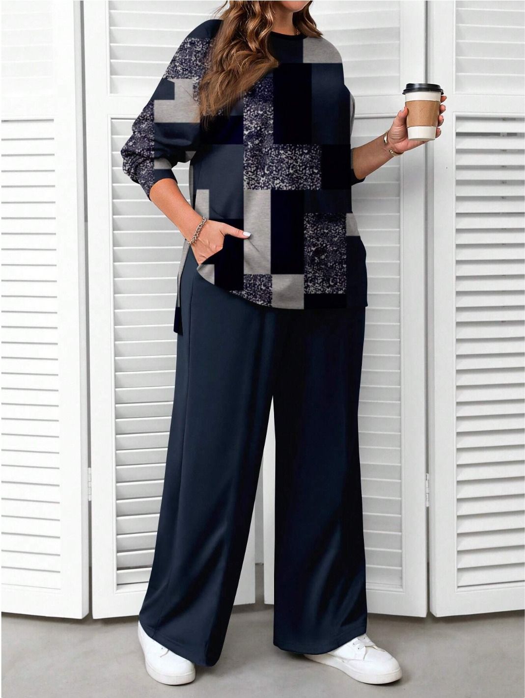 Africa Europe America - 2026 Spring/Summer New Style Loose Large-Sized Set Casual & Comfortable Two Pieces Letter Patterns Printing Techniques Popular Gradient Color Elements Elegant Temperament Style