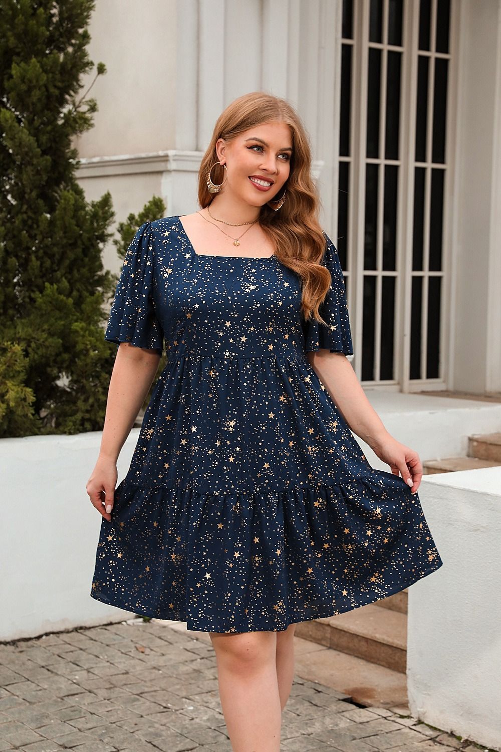 2026 African European American Amazon Foil Stamping Printing Casual & Loose-fitting Dress Cocktail Party Elegant Dress Plus-size Women's Clothing Printed Fabric Popular Sequin Elements Elegant Style
