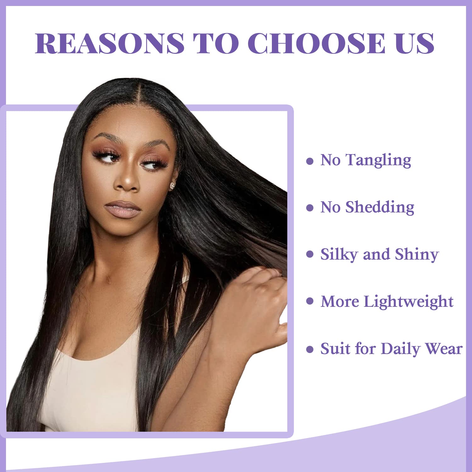 Amazon FB TK HOT Only Love Wigs Long Natural Straight Middle Part Natural Black Color Wig Heat Resistant Realistic Synthetic Daily Party Wig for Women