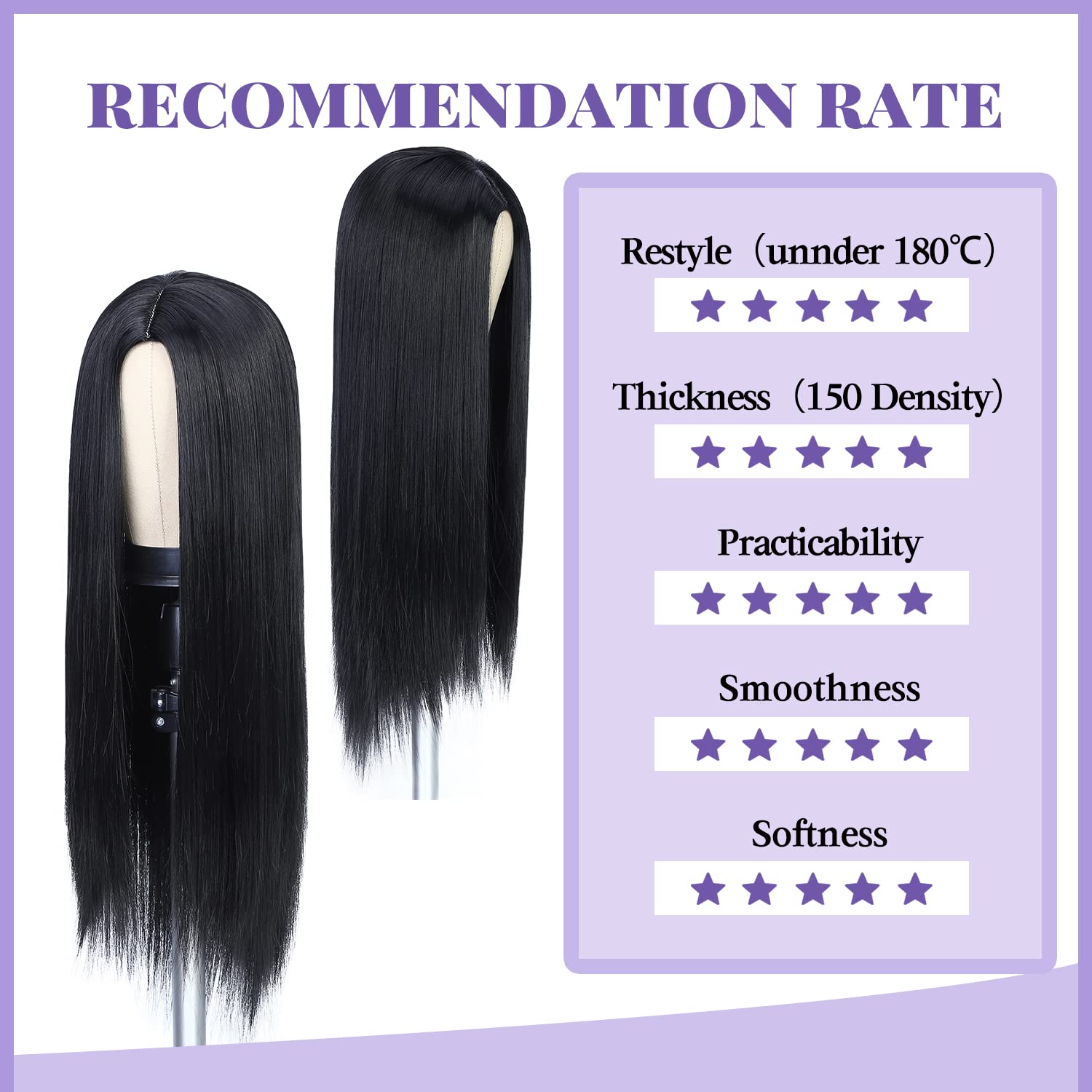 Amazon FB TK HOT Only Love Wigs Long Natural Straight Middle Part Natural Black Color Wig Heat Resistant Realistic Synthetic Daily Party Wig for Women