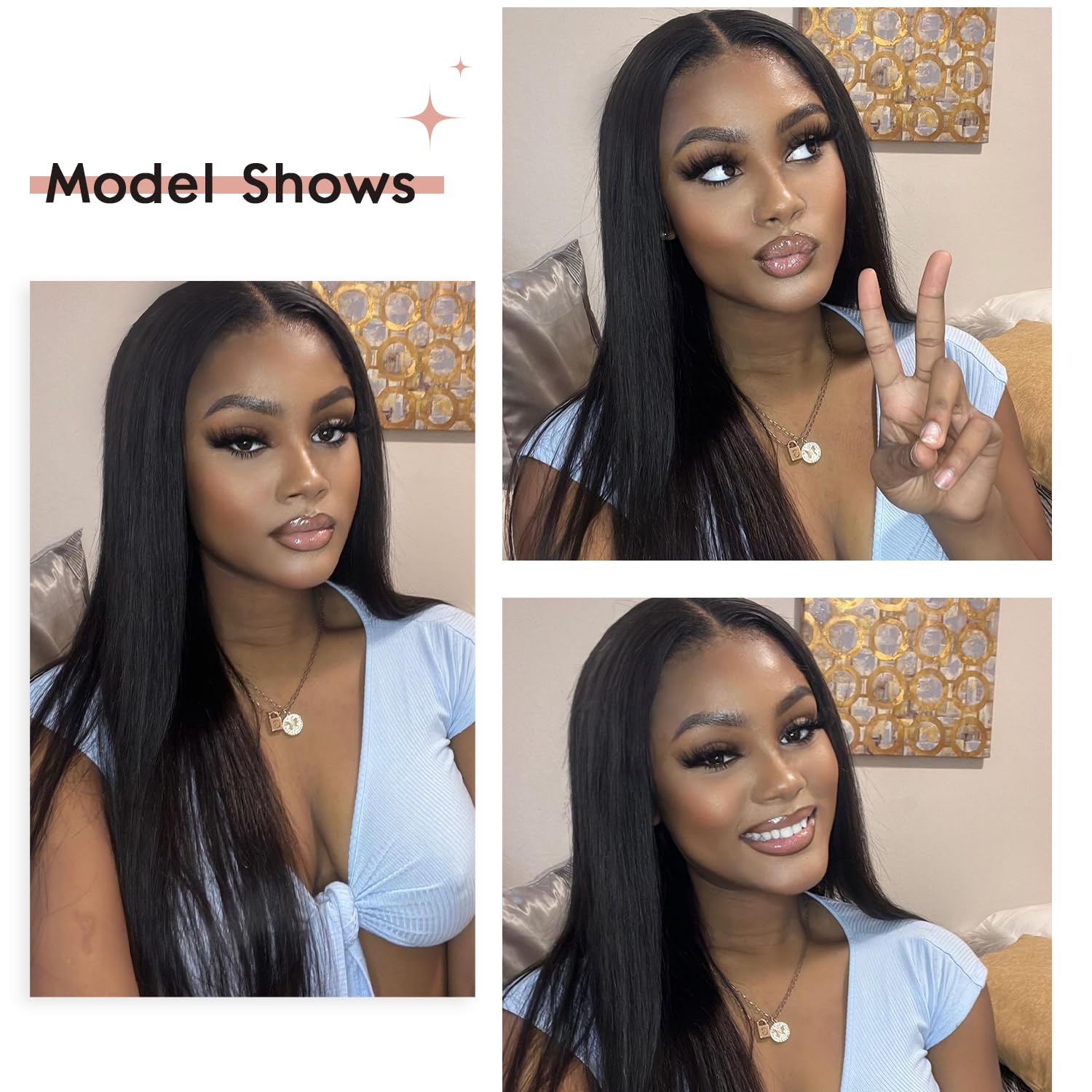 Amazon FB TK HOT Only Love Wigs Long Natural Straight Middle Part Natural Black Color Wig Heat Resistant Realistic Synthetic Daily Party Wig for Women