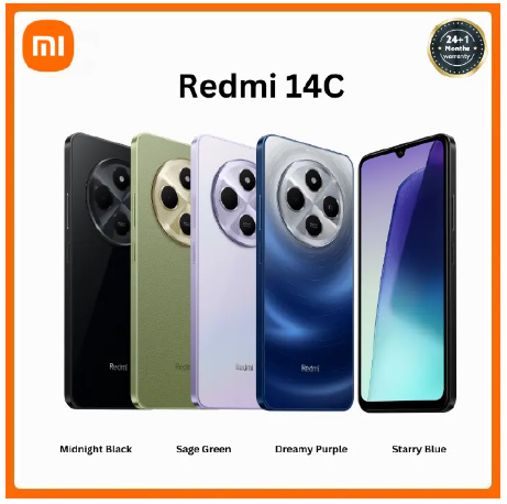 [New Arrivals] Xiaomi Redmi 14C 8GB RAM + 256GB Storage 4G Network Dual SIM 6.88 inch 120Hz LCD Screen 50MP Camera 18W Tpye-C Charging 5160mAh Battery Fingerprint&Face Smart Phones