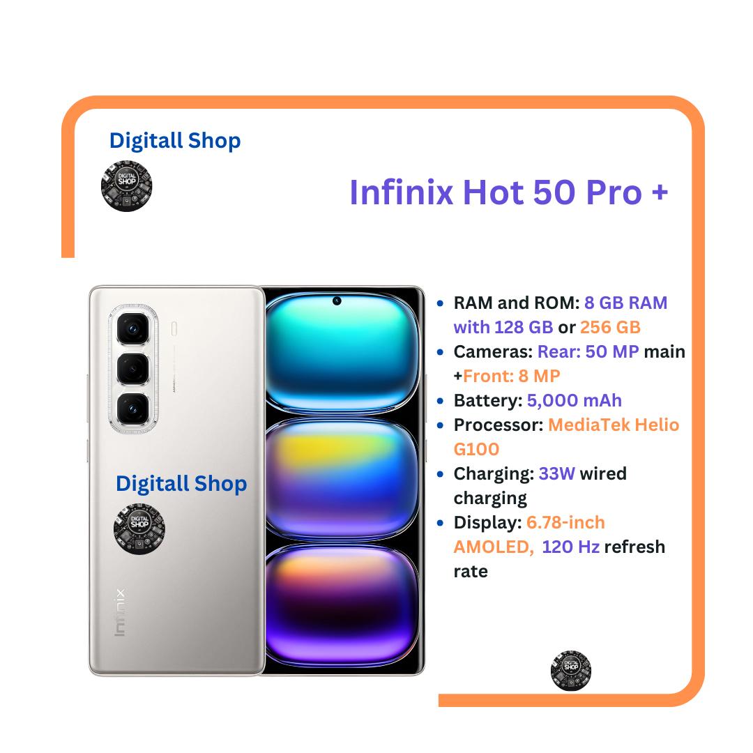 Black Friday Offer Infinix Hot 50 Pro Plus + Curved AMOLED 256GB+8GB RAM Upto 16GB RAM 6.78" Dual SIM 50MP Camera IP54 dust and splash resistant Fingerprint under display 5000mAh Smart Phones