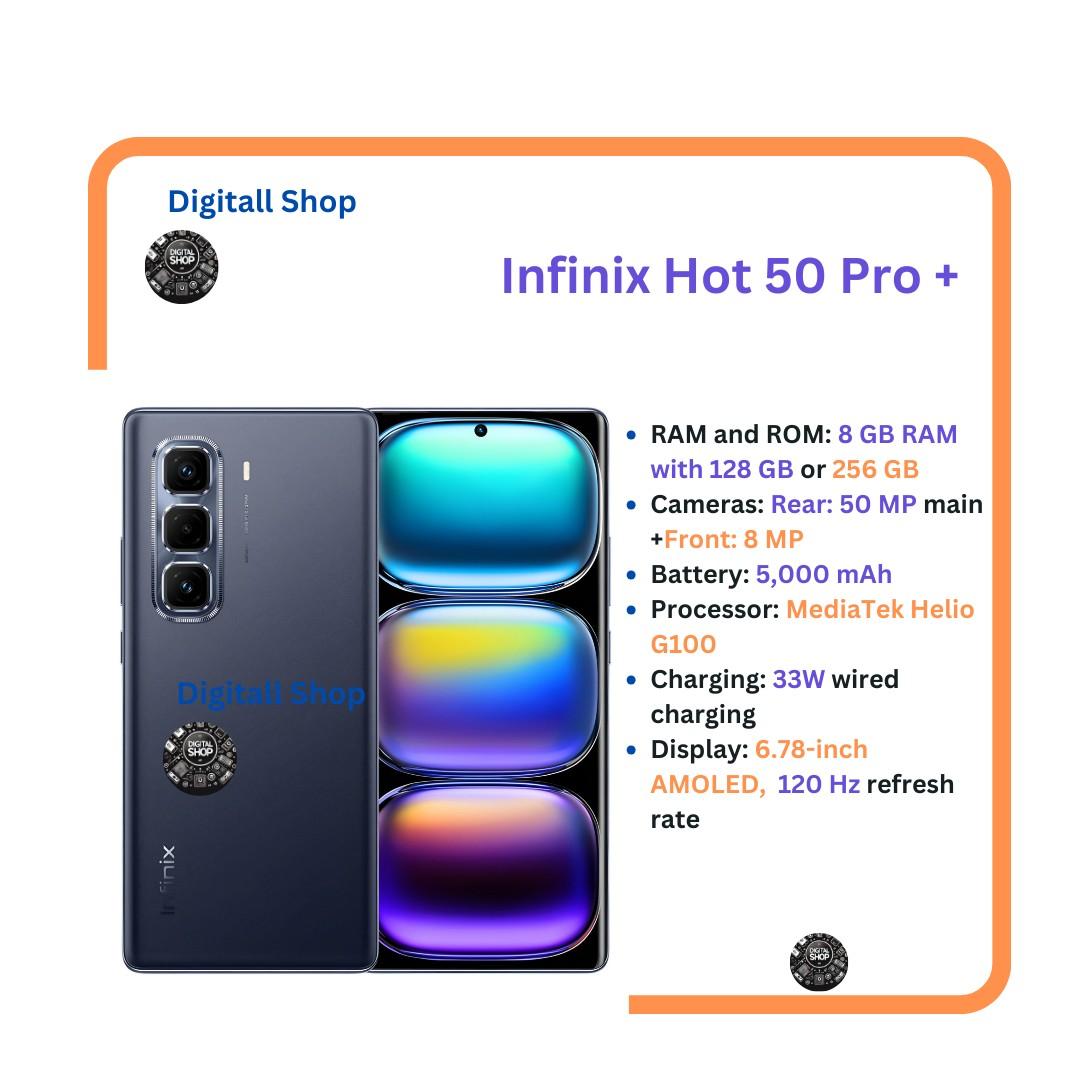 Black Friday Offer Infinix Hot 50 Pro Plus + Curved AMOLED 256GB+8GB RAM Upto 16GB RAM 6.78" Dual SIM 50MP Camera IP54 dust and splash resistant Fingerprint under display 5000mAh Smart Phones