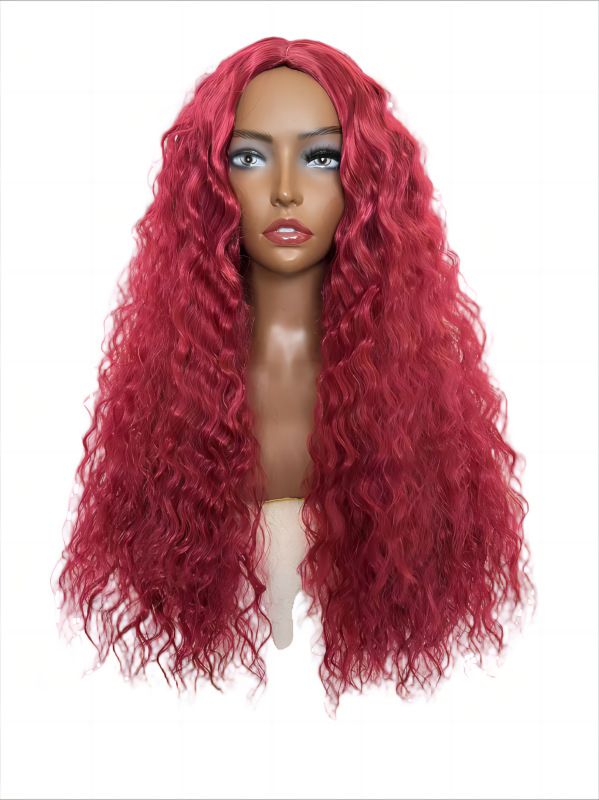Trendy Afro Wig for Women – Water Wave Cornrow Style, Middle Part, Natural Black, Full Head Wig
