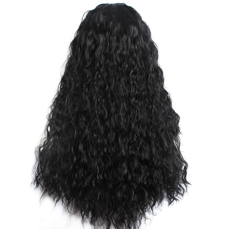 Trendy Afro Wig for Women – Water Wave Cornrow Style, Middle Part, Natural Black, Full Head Wig