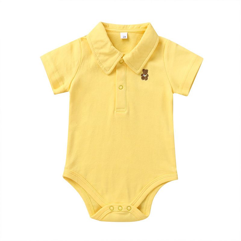 Summer Baby Boy Romper - Pure Cotton Candy Color Short Sleeve Bodysuit - Breathable One-Piece for Infants & Toddlers
