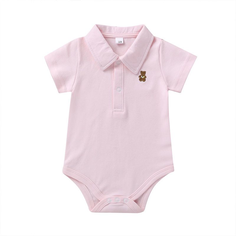 Summer Baby Boy Romper - Pure Cotton Candy Color Short Sleeve Bodysuit - Breathable One-Piece for Infants & Toddlers