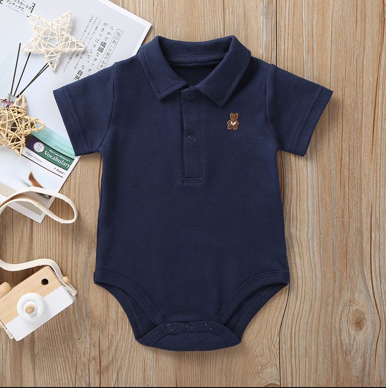 Summer Baby Boy Romper - Pure Cotton Candy Color Short Sleeve Bodysuit - Breathable One-Piece for Infants & Toddlers