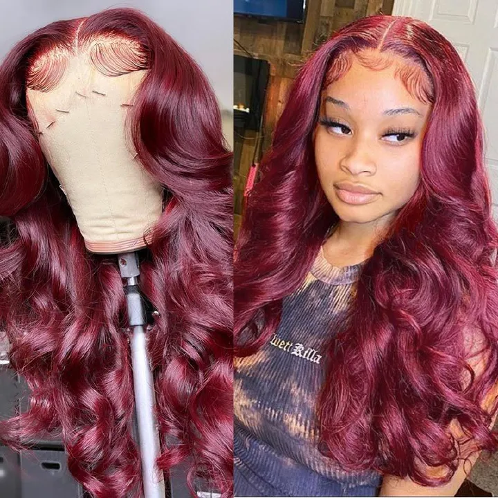 Wine Red Long Wavy Wig for Women – Fashion Big Curls Synthetic Hair, Natural Look, Heat Resistant Cosplay & Party Wig