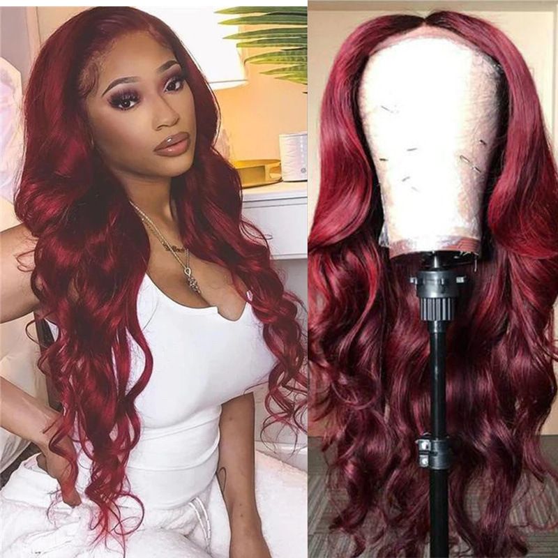 Wine Red Long Wavy Wig for Women – Fashion Big Curls Synthetic Hair, Natural Look, Heat Resistant Cosplay & Party Wig
