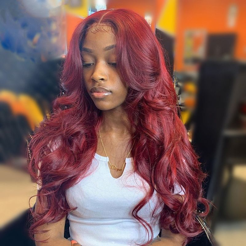 Wine Red Long Wavy Wig for Women – Fashion Big Curls Synthetic Hair, Natural Look, Heat Resistant Cosplay & Party Wig