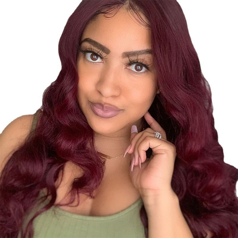 Wine Red Long Wavy Wig for Women – Fashion Big Curls Synthetic Hair, Natural Look, Heat Resistant Cosplay & Party Wig