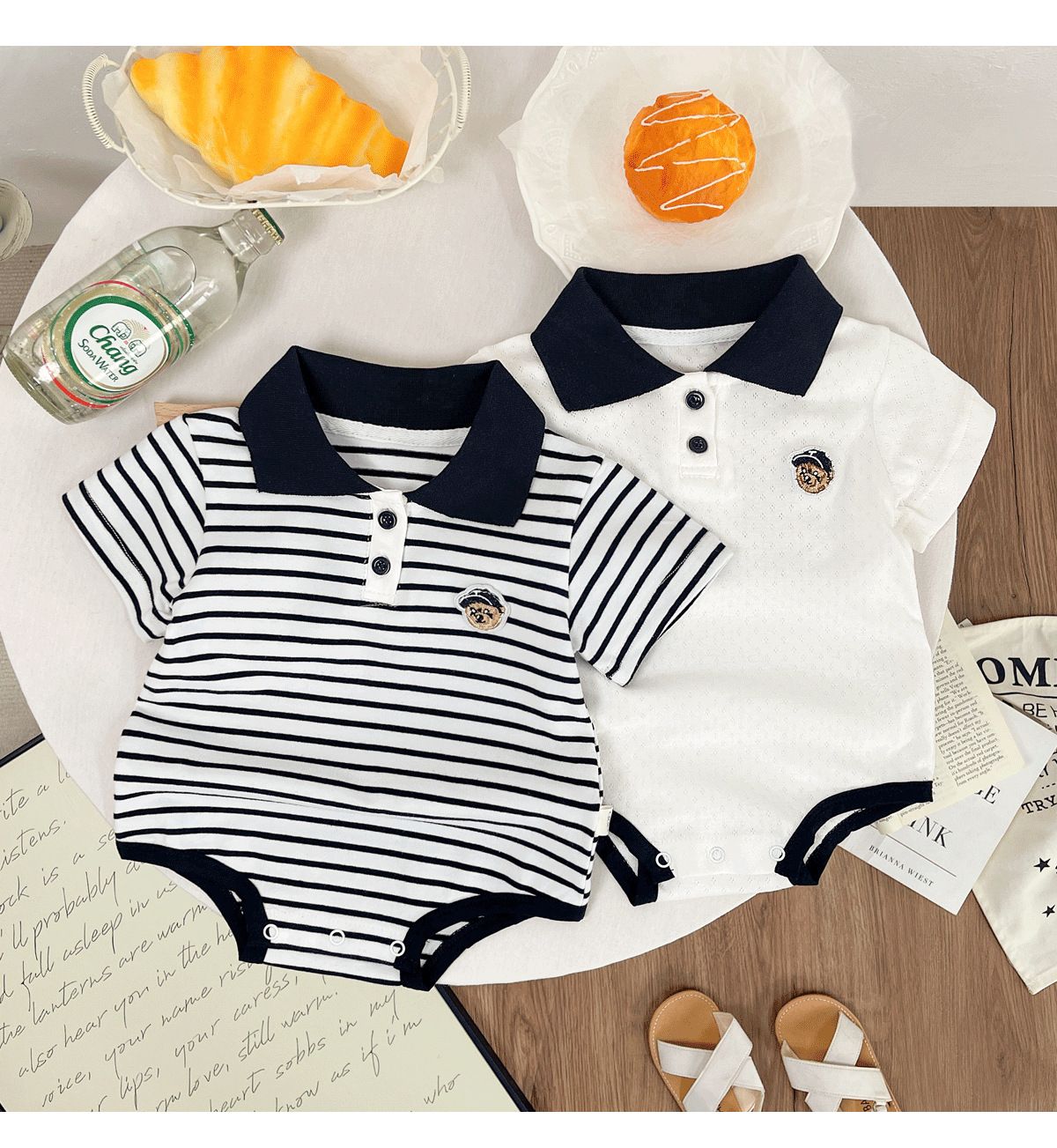Baby Romper Summer Cotton Short Sleeve – Cute Bear Design, Soft Breathable A-Class Bodysuit for Infants