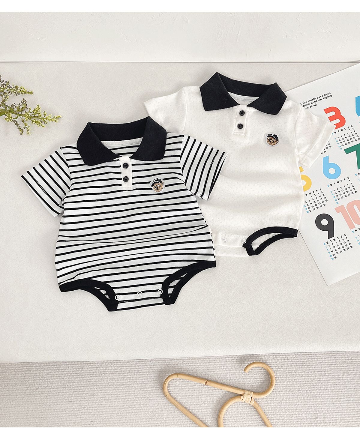 Baby Romper Summer Cotton Short Sleeve – Cute Bear Design, Soft Breathable A-Class Bodysuit for Infants
