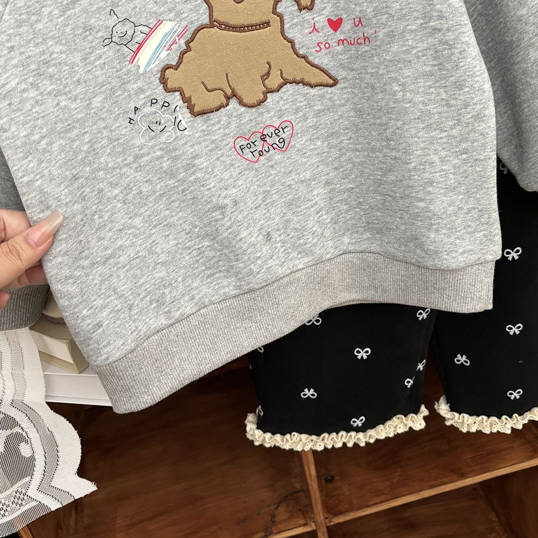 2025 New Girls' Autumn Hoodie Set - Cute Embroidered 3D Bunny Design, Casual & Comfortable Long Sleeve Sweatshirt for Baby & Toddler Girls
