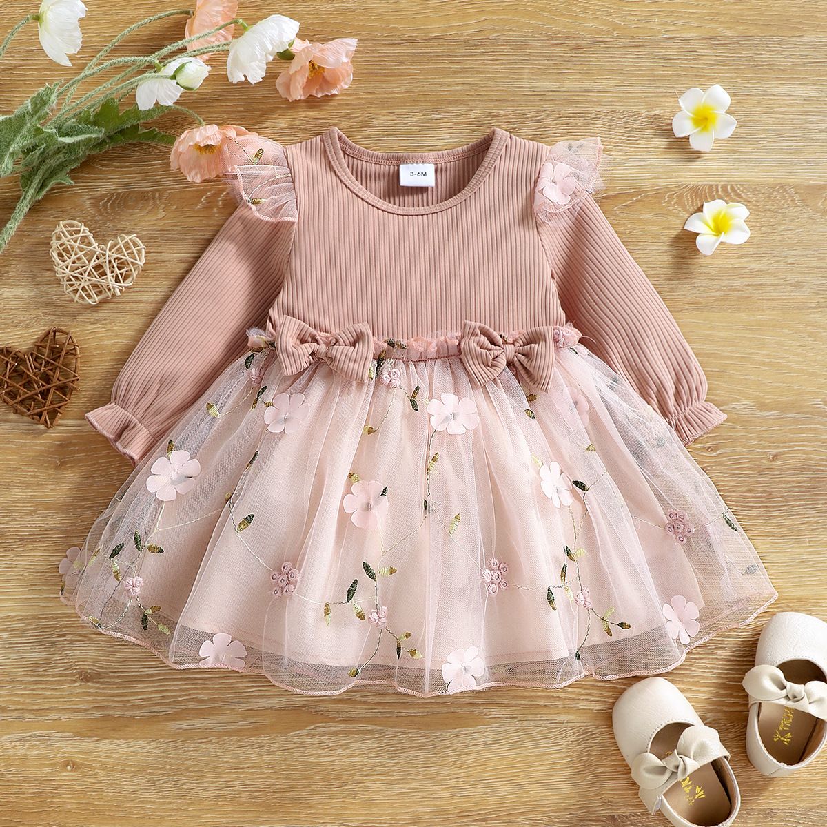 Spring & Autumn Baby Girl Tulle Dress – Long Sleeve Princess Dress for Kids, Soft Mesh Party Outfit, Elegant Toddler Clothes for Daily & Special Occasions
