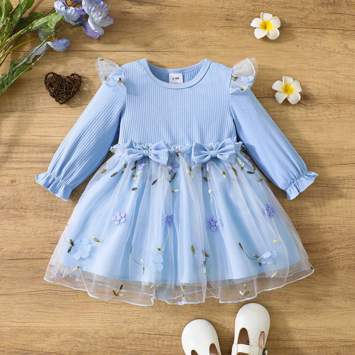Spring & Autumn Baby Girl Tulle Dress – Long Sleeve Princess Dress for Kids, Soft Mesh Party Outfit, Elegant Toddler Clothes for Daily & Special Occasions