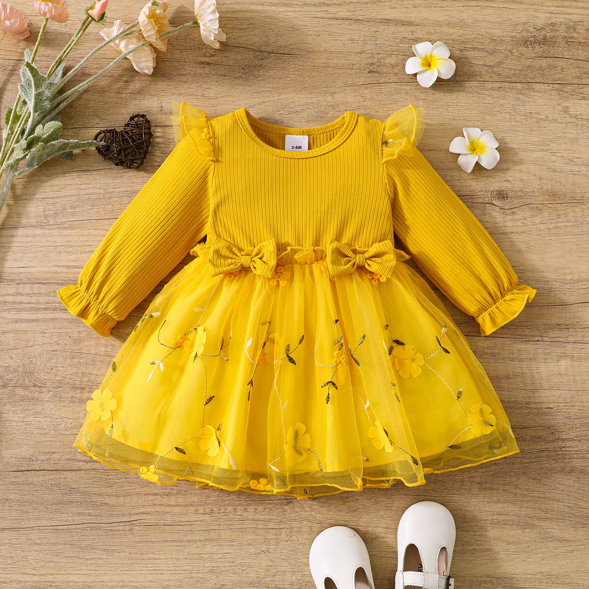 Spring & Autumn Baby Girl Tulle Dress – Long Sleeve Princess Dress for Kids, Soft Mesh Party Outfit, Elegant Toddler Clothes for Daily & Special Occasions