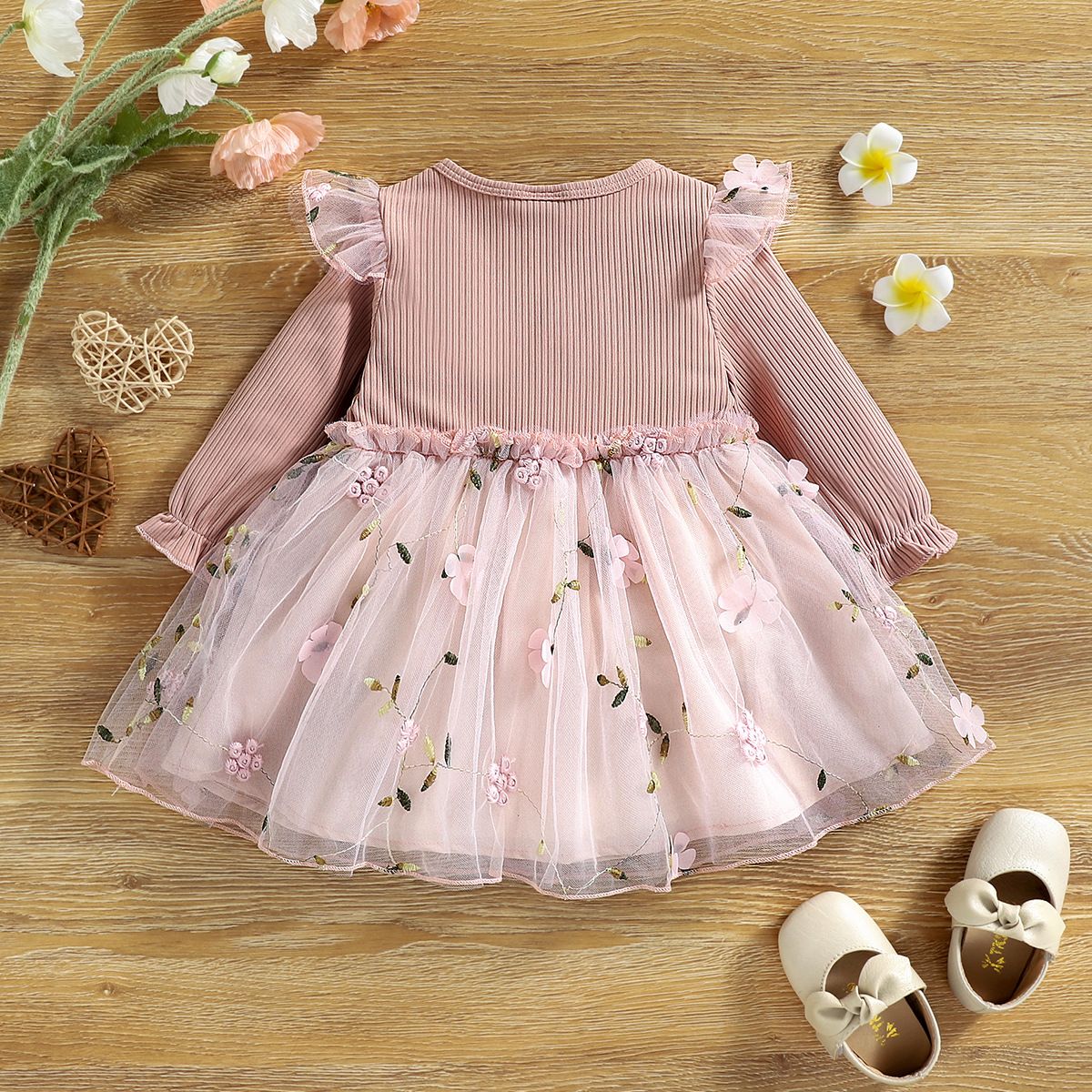 Spring & Autumn Baby Girl Tulle Dress – Long Sleeve Princess Dress for Kids, Soft Mesh Party Outfit, Elegant Toddler Clothes for Daily & Special Occasions