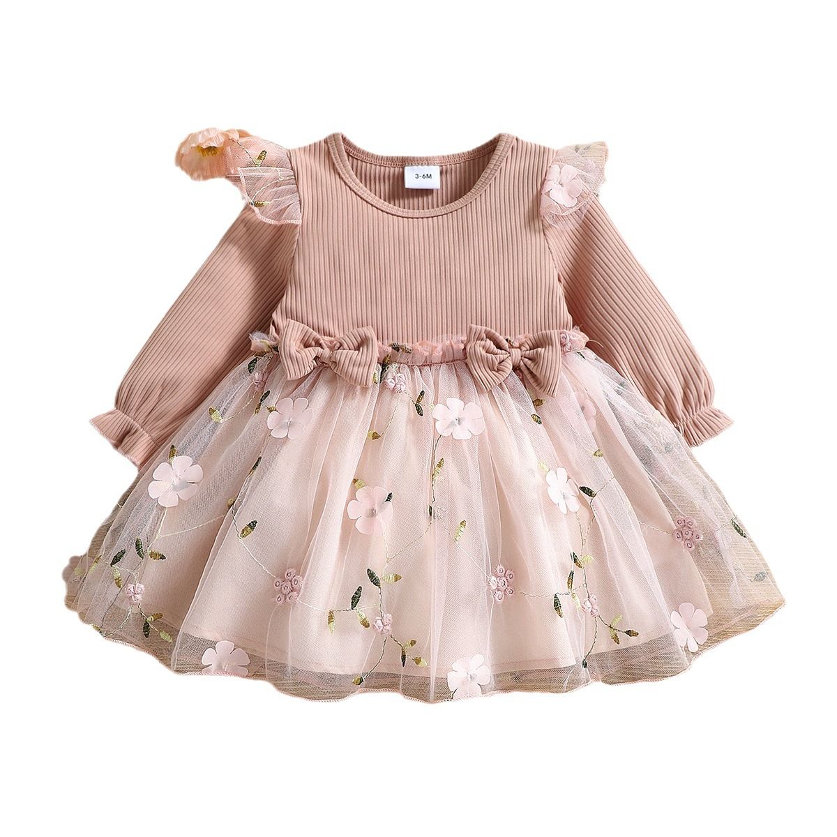 Spring & Autumn Baby Girl Tulle Dress – Long Sleeve Princess Dress for Kids, Soft Mesh Party Outfit, Elegant Toddler Clothes for Daily & Special Occasions