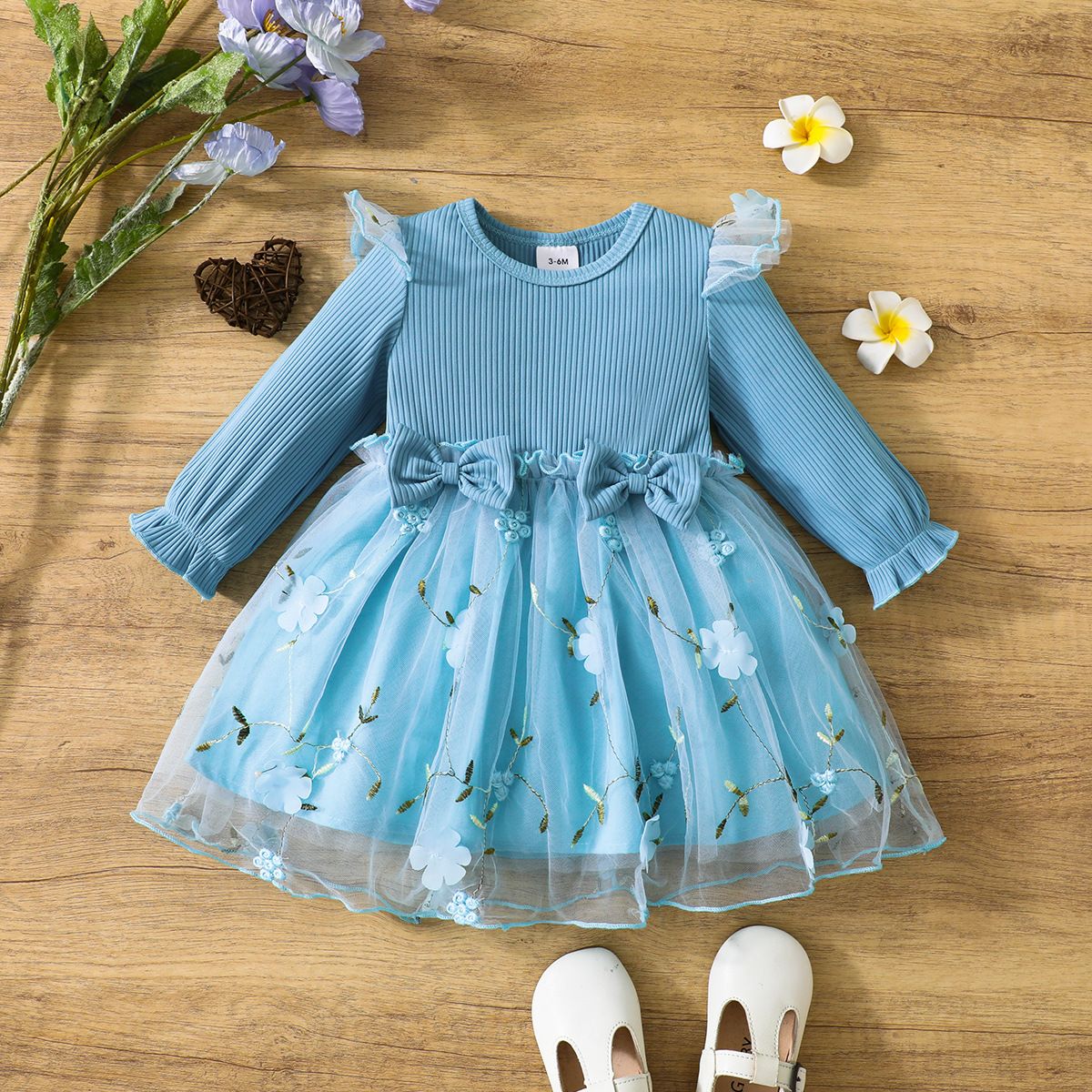 Spring & Autumn Baby Girl Tulle Dress – Long Sleeve Princess Dress for Kids, Soft Mesh Party Outfit, Elegant Toddler Clothes for Daily & Special Occasions