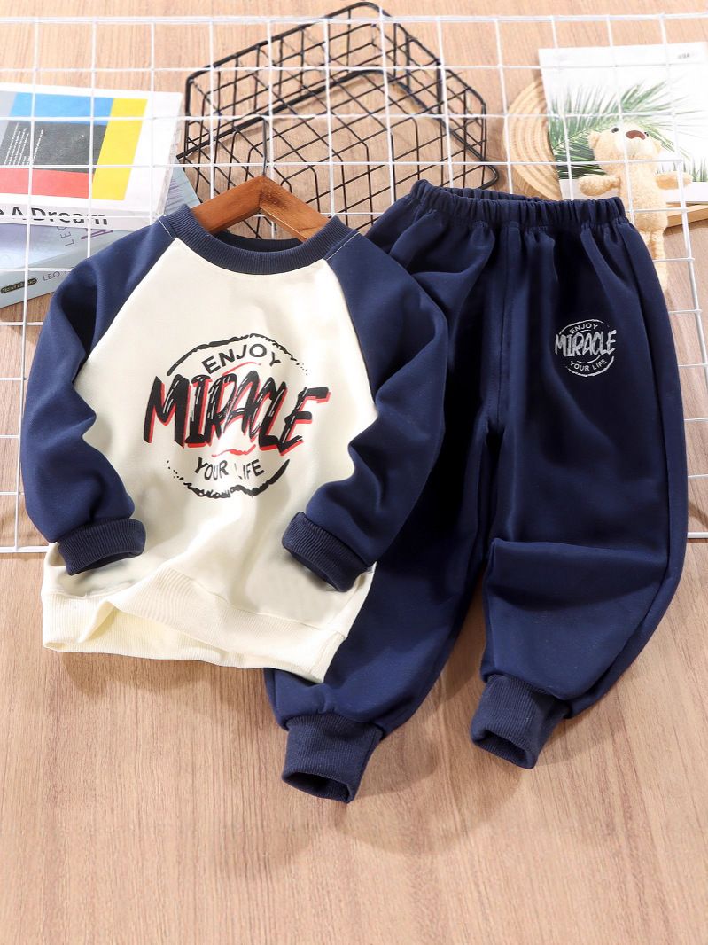 Spring & Autumn Boys Outfit Set – Trendy 2-Piece Sweatshirt and Pants for Kids, Casual Sportswear Suit for Fall and Winter
